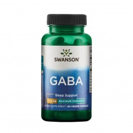 Swanson GABA - 750mg Maximum Strength - 60 Capsule Beneficii GABA: promoveaza relaxarea, sustine un somn linistit si odihnitor, 