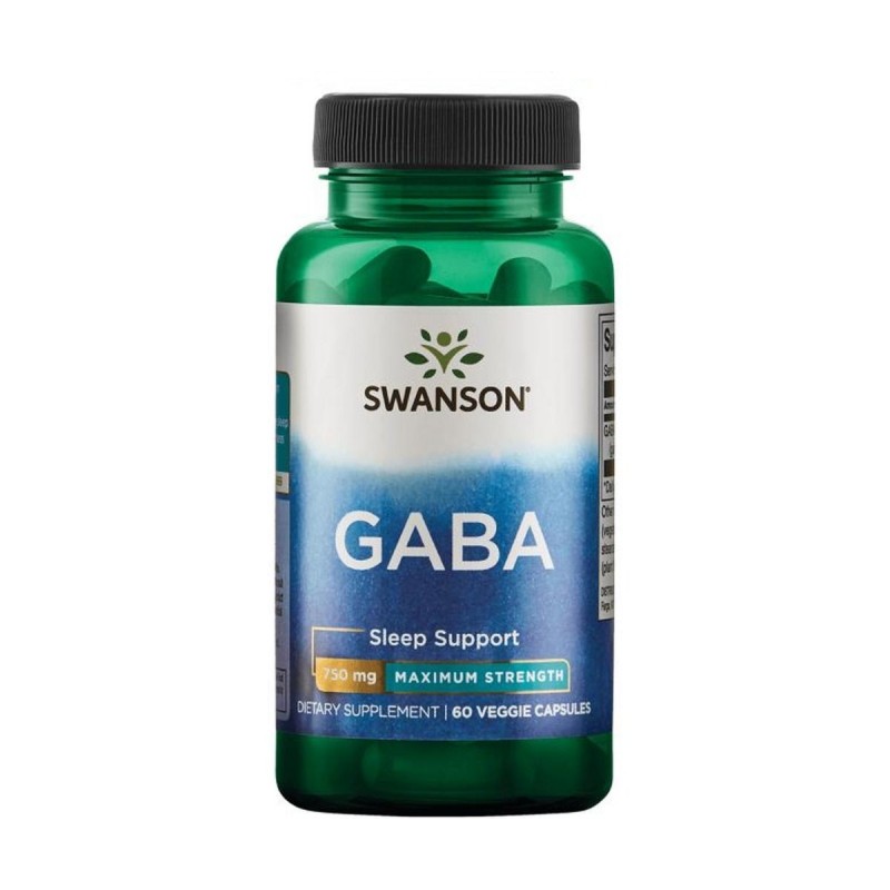 Swanson GABA - 750mg Maximum Strength - 60 Capsule Beneficii GABA: promoveaza relaxarea, sustine un somn linistit si odihnitor, 