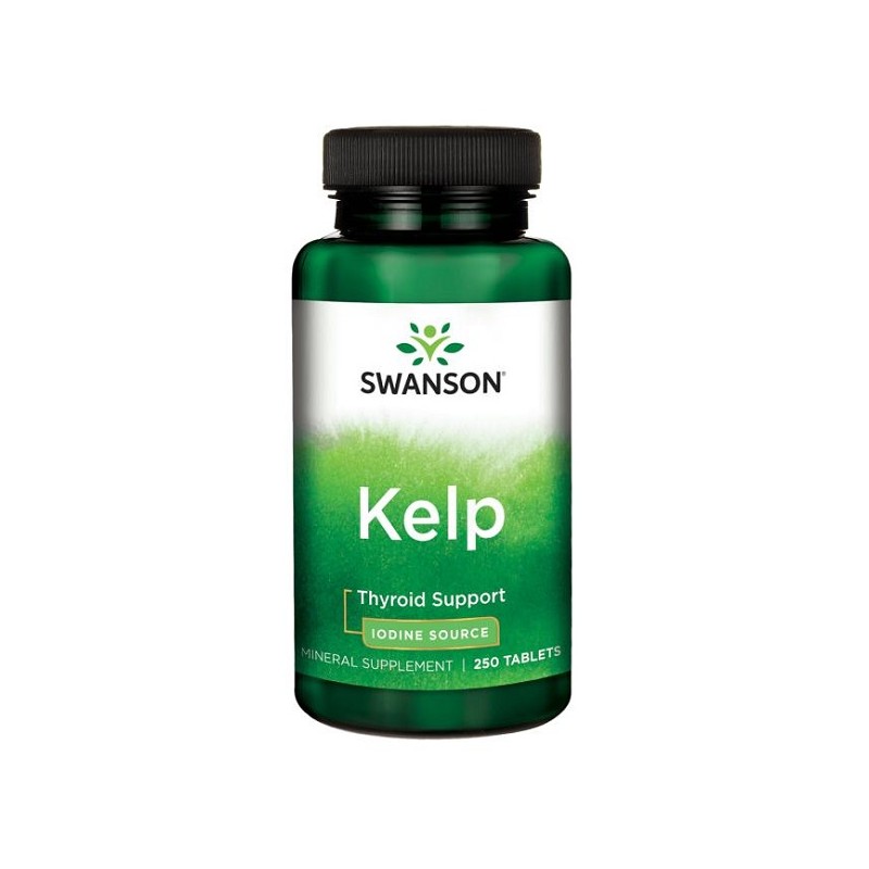 Swanson Kelp Iodine Source (Alge de mare) - 250 Tablete Beneficii Kelp (alge de mare): supliment alimentar usor de administrat, 