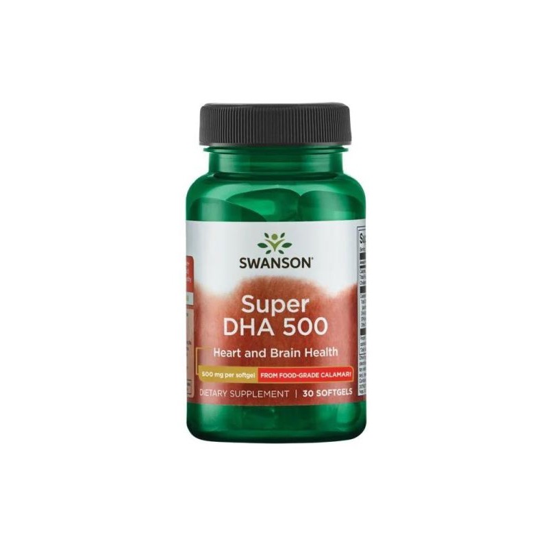Swanson Super DHA 500 from Food-Grade Calamari - 30 Capsule Beneficii DHA: iti protejeaza inima, imbunatateste simptomele adhd, 