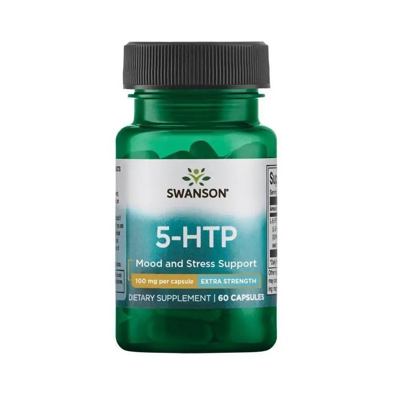 Swanson 5 HTP 100 mg Extra Strength 60 Capsule (Supliment depresie si anxietate, somn linistit) Beneficii 5 HTP: imbunatateste s