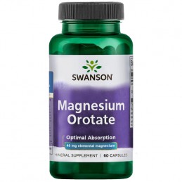 Swanson Magnesium Orotate, 40mg - 60 Capsule Beneficii Orotat de Magneziu- sprijina sanatatea cardiovasculara, mareste rezistent