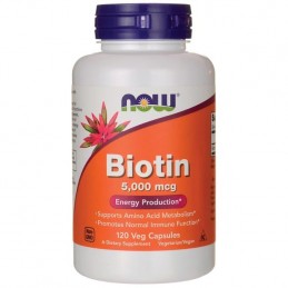 Biotina- 5000mcg - 120 Capsule (ajuta la mentinerea unui sistem nervos sanatos) Beneficii Biotina: importanta pentru par, piele 