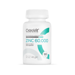 OstroVit Zinc 60.000 - 90 Tablete Beneficii Zinc 60.000- reglarea proceselor metabolice si a activitatii enzimelor din organism,