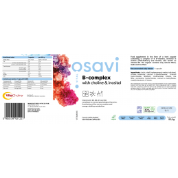Osavi B-Complex with Choline & Inositol - 120 Capsule Beneficii B-Complex cu Colina si Inositol: Vitaminele B1, B3, B6, B7 si B1