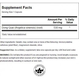 Swanson Dong Quai, 530mg - 100 Capsule Beneficii Dong Quai: mentine echilibrul hormonal, actioneaza ca un afrodiziac, reduce pro