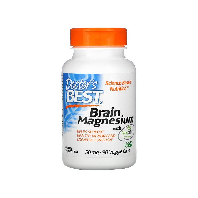 Doctor's Best Brain Magnesium & Magtein, 50mg - 90 Capsule Beneficiile magneziului- ajuta la reudcerea stresului si anxietatii, 