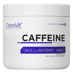 OstroVit Caffeine pudra 200 grame Beneficii Cofeina -ajuta la accelerarea metabolismului, stimuleaza, adauga energie, sprijina r