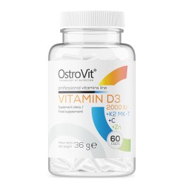 OstroVit Vitamin D3 2000 IU + K2 MK-7 + VC + Zinc - 60 Capsule Beneficii- va permite sa aveti grija de sanatate, sustine formare