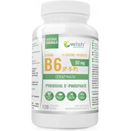 Wish Vitamina B6 50 mg & Inulina - 120 Capsule BENEFICII VITAMINA B6 &amp; INULINA: o cantitate mare de vitamina B6 per portie, 