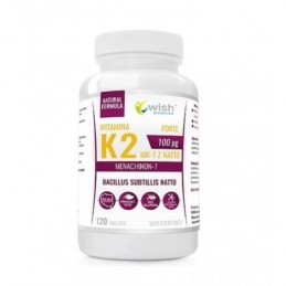 Wish Vitamin K2 Mk-7 Natto 100mcg - 120 Tablete BENEFICII VITAMINA K2 MK7- sustine sanatatea oaselor, promoveaza o buna circulat