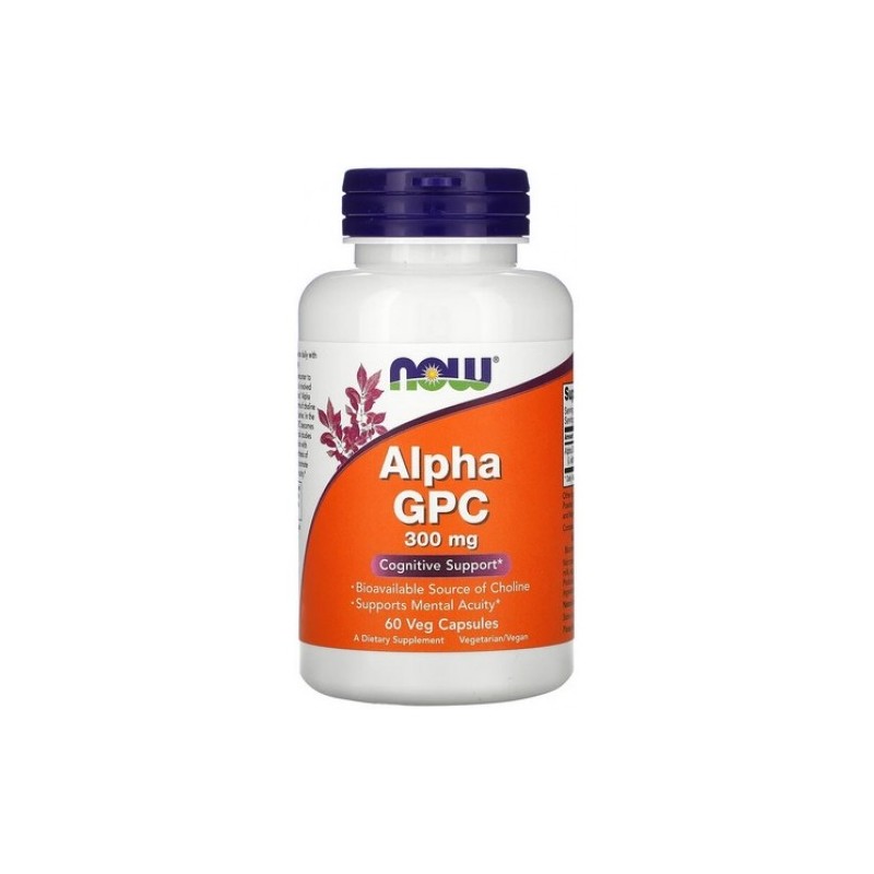 Now Foods Alpha GPC 300 mg - 60 Capsule Beneficii Alfa-GPC: Efect Nootropic, ajuta in recuperarea dupa accident vascular, imbuna
