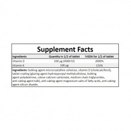 Vitamina D3 4000IU + K2 MK7 - 160 Tablete, HiroLab D3 + K2 MK7 beneficii: mentine sanatatea oaselor, ajuta la reducerea stresulu