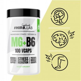HiroLab Magnesium Citrate + Vitamin B6 - 100 Capsule BENEFICII MAGNEZIU CITRAT SI VITAMINA B6: minimizeaza slabiciunea corpului 