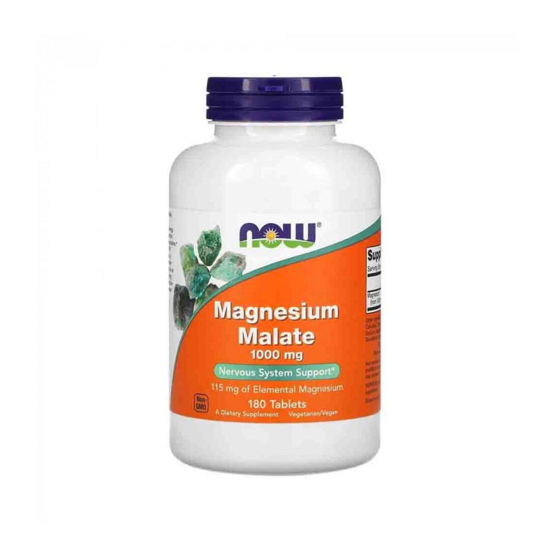 Now Foods Magnesium Malate 1000mg - 180 tablete Beneficii Malat de Magneziu: ajuta la eliminarea metalelor grele din organism, c