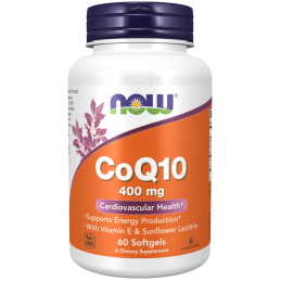 Now Foods CoQ10, Lecithin & Vitamin E 400mg - 60 capsule moi Coenzima Q10 si beneficiile sale: intareste inima, vasele de sange,