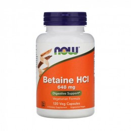 Now Foods Betaine HCl 648mg - 120 capsule Clorhidratul de betaina (HCI) are mai multe roluri vitale in corpul nostru, in special
