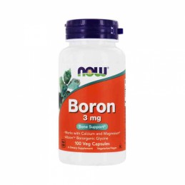 Now Foods Boron 3mg - 100 capsule Beneficii bor (boron): accelereaza ameliorarea ranilor, imbunatateste sanatatea gingiilor si a