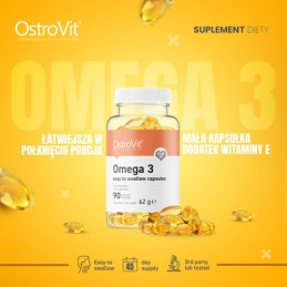 OstroVit Omega 3 Easy to Swallow, 90 capsule OstroVit Omega 3 EASY TO SWALLOW este un supliment alimentar pe baza de ulei de pes