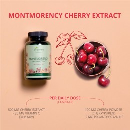 Vegavero Montmorency Cherry Extract 600 mg, 120 capsule Cireșele Montmorency conțin potasiu, fibre și o mulțime de antioxidanți 