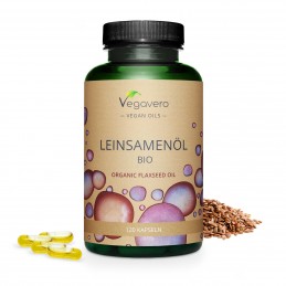 Vegavero Organic Flaxseed Oil 500 mg, 120 Capsule (Ulei din seminte de in) Uleiul din seminte de in contine in mod natural canti