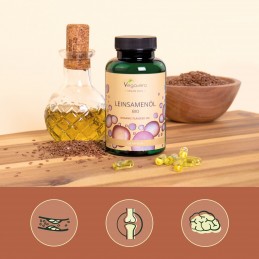 Vegavero Organic Flaxseed Oil 500 mg, 120 Capsule (Ulei din seminte de in) Uleiul din seminte de in contine in mod natural canti