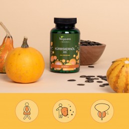 Vegavero Organic Pumpkin Seed Oil 500mg, 180 Capsule (Ulei din seminte de dovleac) Beneficii Ulei Seminte dovleac: mentine prost