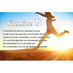 Vitamina D3 5000 ui, 100 capsule, ajuta la mentinerea sanatatii oaselor, suport pentru sistemul imunitar Beneficii Vitamina D3: 